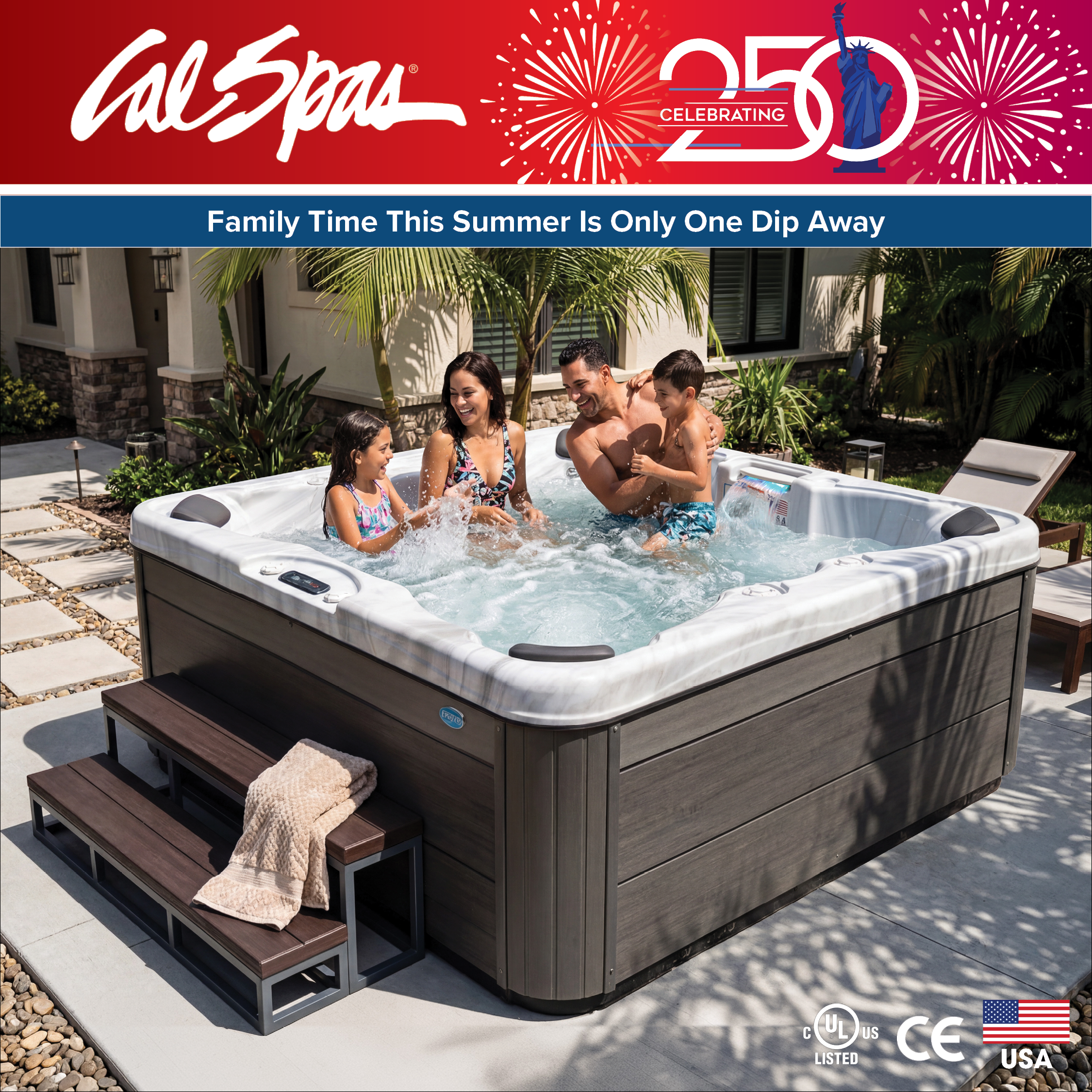 Calspas hot tub being used in a family setting - New Rochelle